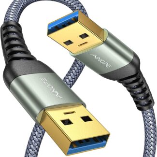 AINOPE USB to USB Cable, 6.6FT USB 3.0 A to A Male to Male Cable [Gold-Plated] Double End Type A Cord for Data Transfer, Compatible with Hard Drive Enclosures, KVM, DVD Player, TV, Laptop Cooler