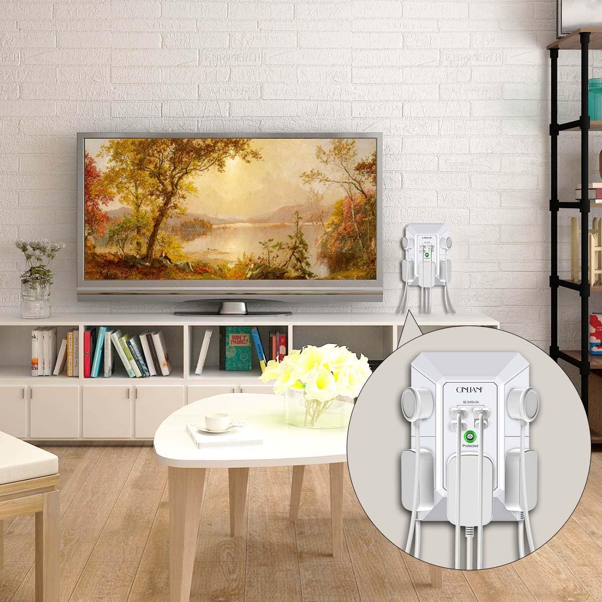 Wall Charger, Surge Protector, QINLIANF 5 Outlet Extender with 4 USB Charging Ports, 3-Sided 1680J Power Strip Multi Plug Adapter Spaced for Home Travel Office - Image 4