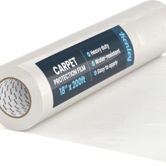 Kenley Carpet Protection Film - Self Adhesive Plastic Carpet Protector Film - Heavy Duty Shield Covering for Stairs Floor Runner Surface - Puncture & Water Resistant Sticky Protection Roll (18"x 200')