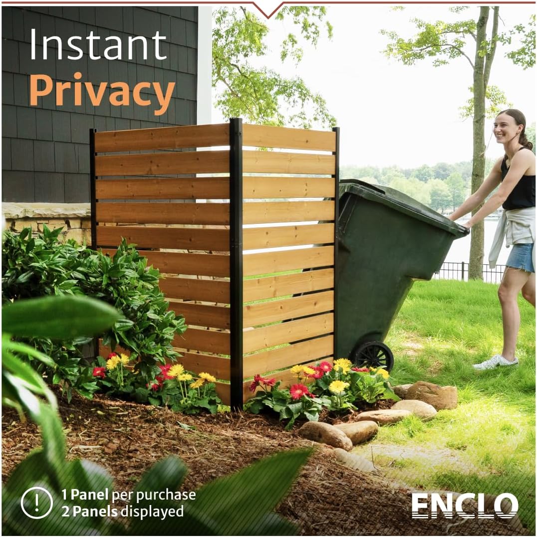 5ft H x 3.2ft W (1 Panel) No Dig Enclo Concord Cedar Wood Privacy Screen, Great to Hide Trash Cans, Decorative Patio Privacy Screen, Outdoor Fence, Air Conditioner Fence, EC18022 - Image 2