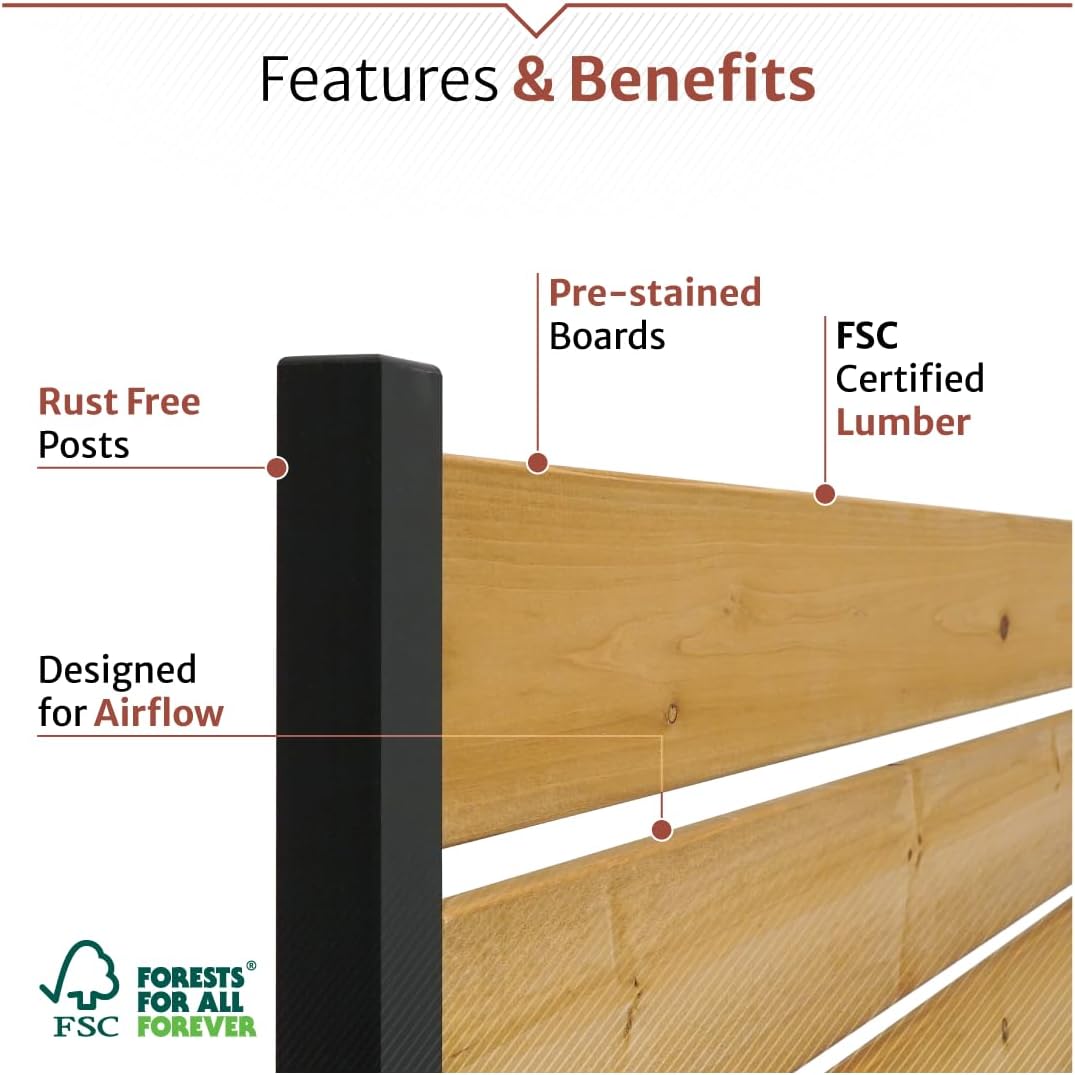 5ft H x 3.2ft W (1 Panel) No Dig Enclo Concord Cedar Wood Privacy Screen, Great to Hide Trash Cans, Decorative Patio Privacy Screen, Outdoor Fence, Air Conditioner Fence, EC18022 - Image 3