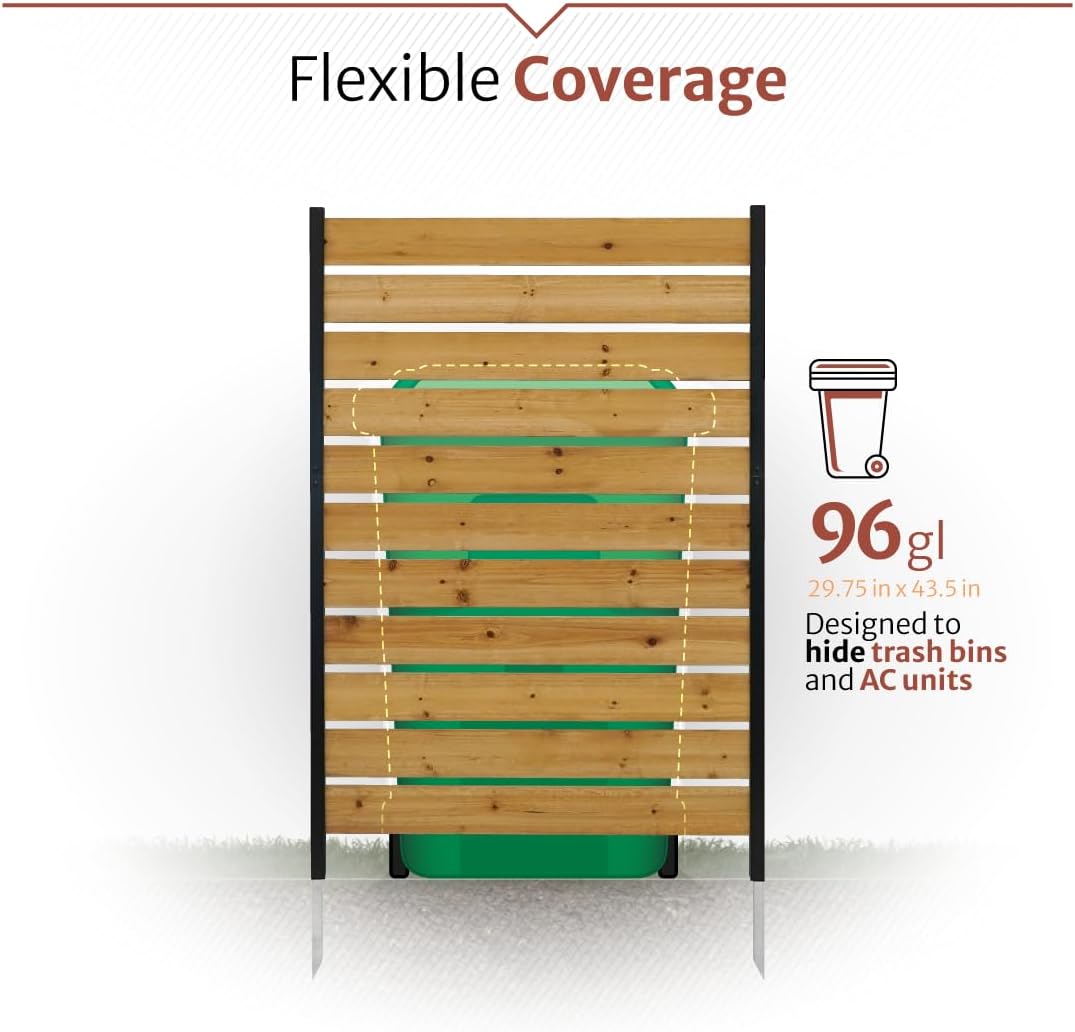 5ft H x 3.2ft W (1 Panel) No Dig Enclo Concord Cedar Wood Privacy Screen, Great to Hide Trash Cans, Decorative Patio Privacy Screen, Outdoor Fence, Air Conditioner Fence, EC18022 - Image 7
